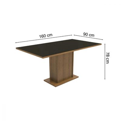 Mesa Retangular Tampo de Vidro Rustic Preto Madesa