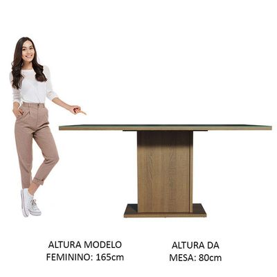 Mesa Retangular Tampo de Vidro Rustic Preto Madesa