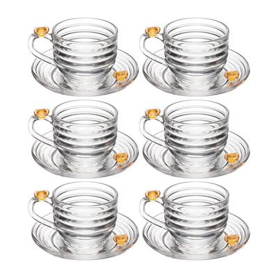 Jogo 6 XícarasDe Chá Com Pires Little Bee Abelha Colmeia Mel Cristal Ecológico 200ml Lyor