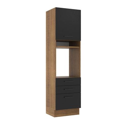 Torre Quente Agata 60cm 1 Porta 3 Gavetas Rustico Preto