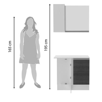 Kit Canto Reto Smart MDF 2 Portas e Nicho Branco Madesa