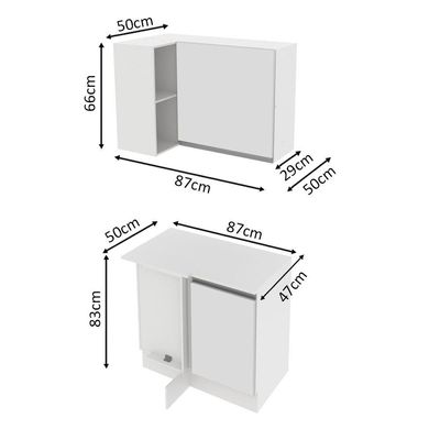 Kit Canto Reto Smart MDF 2 Portas e Nicho Branco Madesa