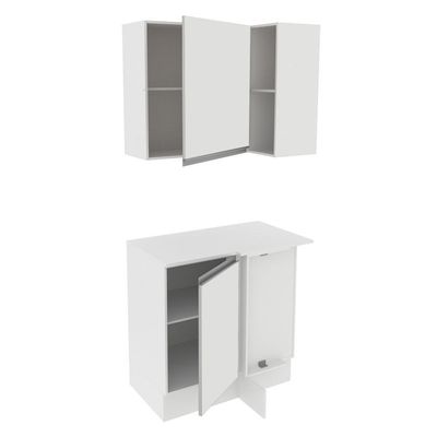 Kit Canto Reto Smart MDF 2 Portas e Nicho Branco Madesa