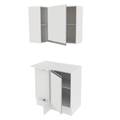 Kit Canto Reto Smart MDF 2 Portas e Nicho Branco Madesa