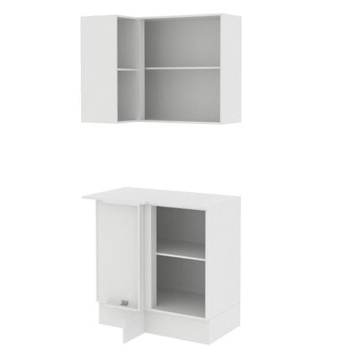Kit Canto Reto Smart MDF 2 Portas e Nicho Branco Madesa