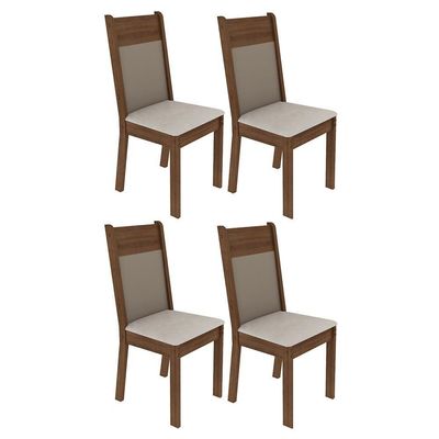 Conjunto com 4 Cadeiras Rustic/pérola Madesa