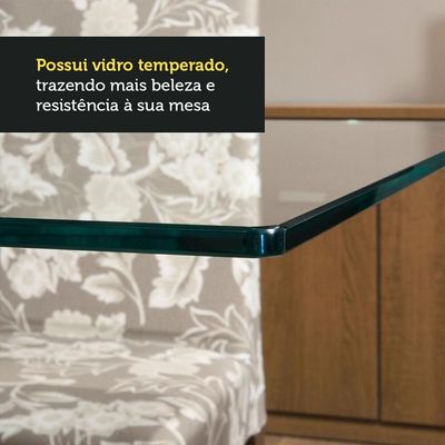 Mesa Tampo De Vidro Com 4 Cadeiras Rustic/branco/imperial