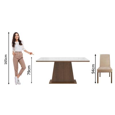 Mesa Tampo De Vidro Com 4 Cadeiras Rustic/branco/imperial