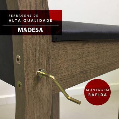 Mesa Tampo De Vidro Com 4 Cadeiras Rustic/branco/imperial