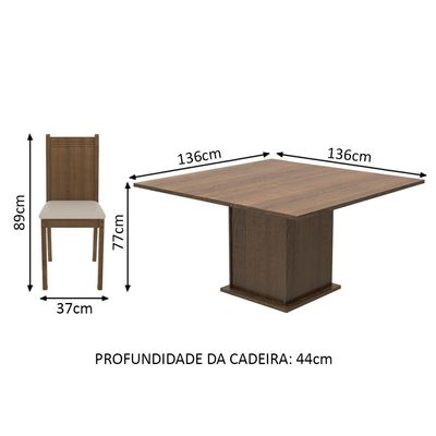 Conjunto Clarice Mesa Tampo de Madeira com 8 Cadeiras Madesa