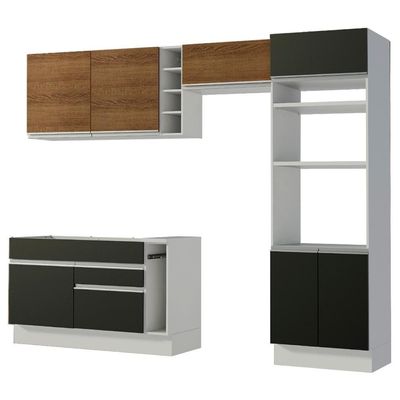 Cozinha Completa Cristal com Armário e Balcão Preto Madesa