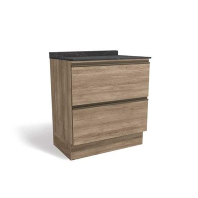 Gabinete de Cozinha Modulado Balcão Maxxi G755 2 Gavetas c/Tampo 80cm Nogal/Cinzel - Kappesberg