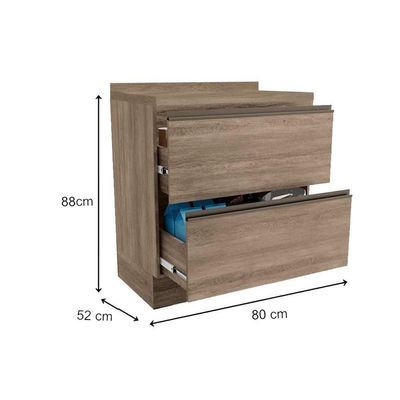 Gabinete de Cozinha Modulado Balcão Maxxi G755 2 Gavetas c/Tampo 80cm Nogal/Cinzel - Kappesberg
