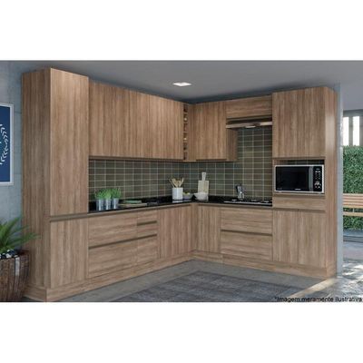 Gabinete de Cozinha Modulado Balcão Maxxi G755 2 Gavetas c/Tampo 80cm Nogal/Cinzel - Kappesberg