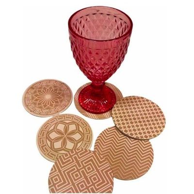 Porta Copos Cortiça Mdf Kit 6 Unidades 10x10 Cm