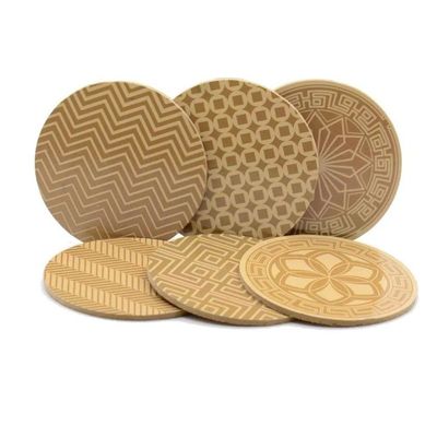 Porta Copos Cortiça Mdf Kit 6 Unidades 10x10 Cm