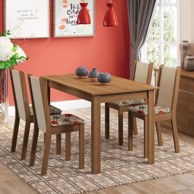 Conjunto Sala de Jantar Bea com 4 Cadeiras Madesa