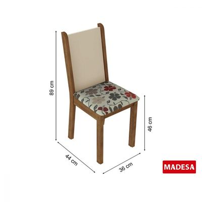 Conjunto com 4 Cadeiras Rustic Floral Hibiscos Madesa