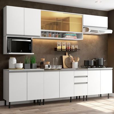 Cozinha Completa Genova com Armário e Balcão Branco Madesa