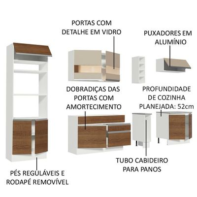 Cozinha Completa Vicenza com Armário e Balcão Marrom Madesa