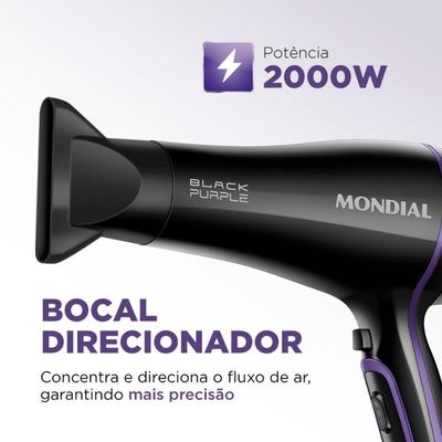 Secador De Cabelos Mondial Black Purple Scn-01 Preto 127V