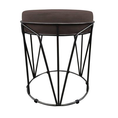 Puff Multiuso Com Mesa 2 Em 1 Suede Marrom Base Preto