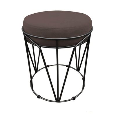 Puff Multiuso Com Mesa 2 Em 1 Suede Marrom Base Preto
