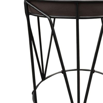 Puff Multiuso Com Mesa 2 Em 1 Suede Marrom Base Preto