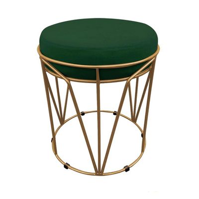 Puff Multiuso Com Mesa 2 Em 1 Suede Verde Base Dourado