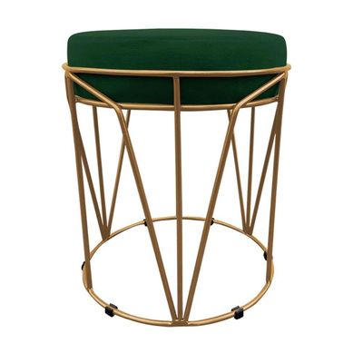 Puff Multiuso Com Mesa 2 Em 1 Suede Verde Base Dourado