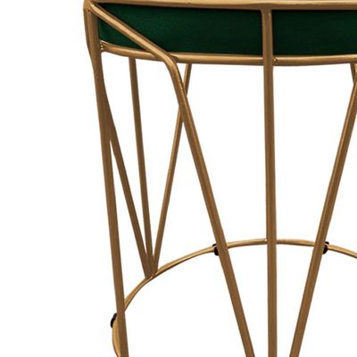 Puff Multiuso Com Mesa 2 Em 1 Suede Verde Base Dourado