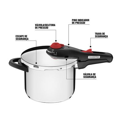 Panela de Pressão Tramontina Solar Inox Fundo Triplo 22cm 6L