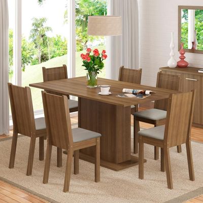 Conjunto Sala de Jantar Megan com 6 Cadeiras Madesa