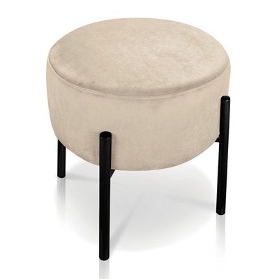 Kit 04 Puffs Iron Suede Bege Base Preto Palito