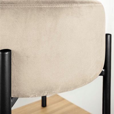Kit 04 Puffs Iron Suede Bege Base Preto Palito
