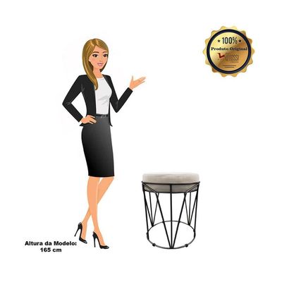 Puff Multiuso Com Mesa 2 Em 1 Suede Bege Base Preto
