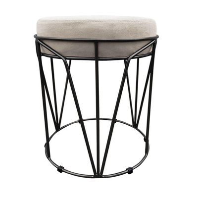 Puff Multiuso Com Mesa 2 Em 1 Suede Bege Base Preto