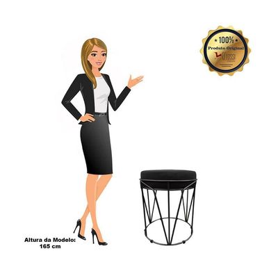 Puff Multiuso Com Mesa 2 Em 1 Suede Preto Base Preto