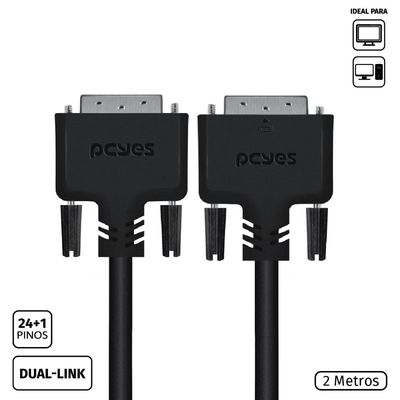 Cabo DVI-D 24+1 para DVI-D 24+1 DUAL-LINK 2 Metros - PDDL-2