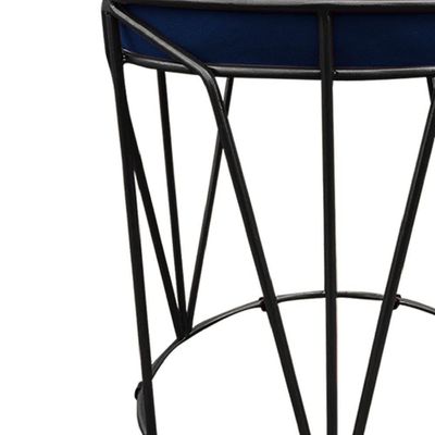 Puff Multiuso Com Mesa 2 Em 1 Suede Azul Marinho Base Preto