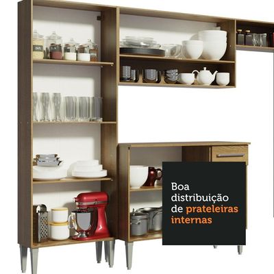 Cozinha Canto Reto Armário e Balcão Emilly Rustic Madesa