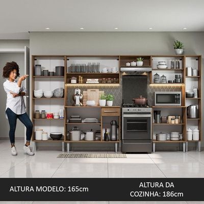 Cozinha Completa Emilly Armário Balcão Branco/Rustic Madesa
