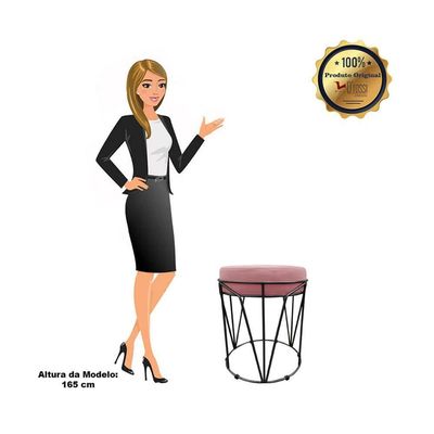 Puff Multiuso Com Mesa 2 Em 1 Suede Rose Base Preto