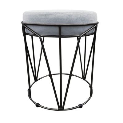Puff Multiuso Com Mesa 2 Em 1 Suede Cinza Base Preto