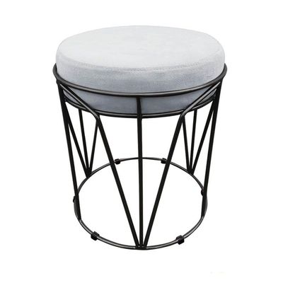 Puff Multiuso Com Mesa 2 Em 1 Suede Cinza Base Preto