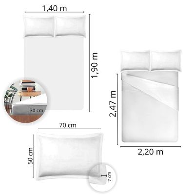 Jogo de Cama 100% Algodão Casal Liso 200 Fios Nova América Branco