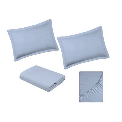 Jogo de Cama 100% Algodão Casal Liso 200 Fios Nova América Azul