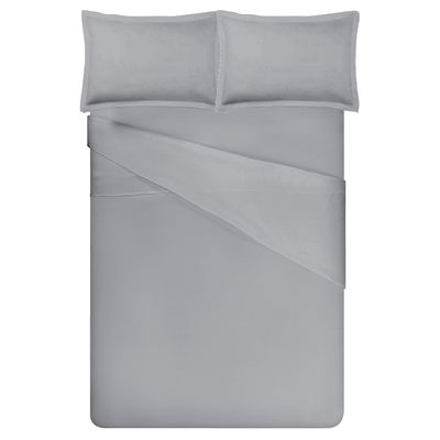 Jogo de Cama 100% Algodão Casal Liso 200 Fios Nova América Cinza