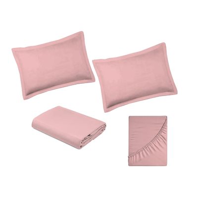 Jogo de Cama 100% Algodão Casal Liso 200 Fios Nova América Rosê