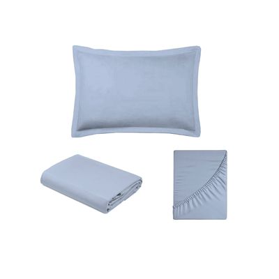 Jogo de Cama 100% algodão Solteiro Liso 200 Fios Nova América Azul